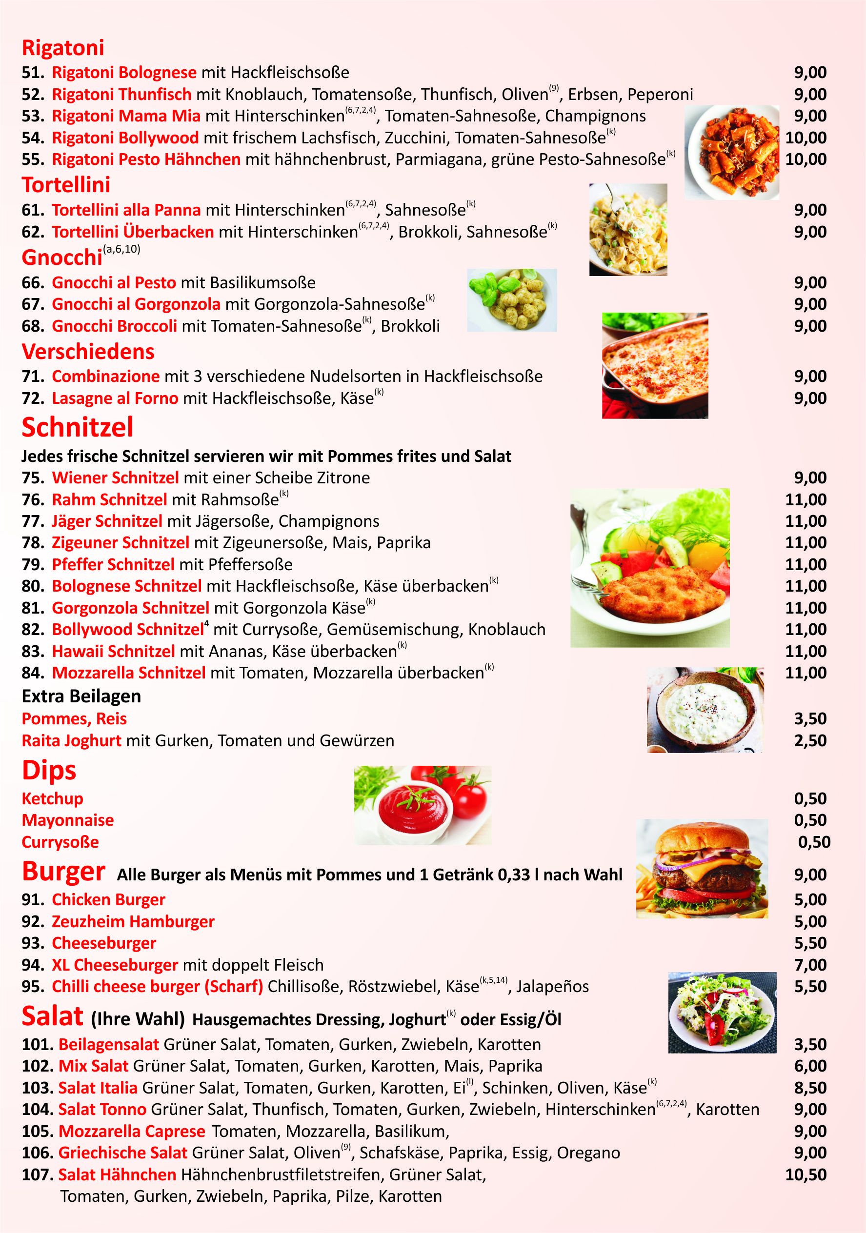 hotel menu