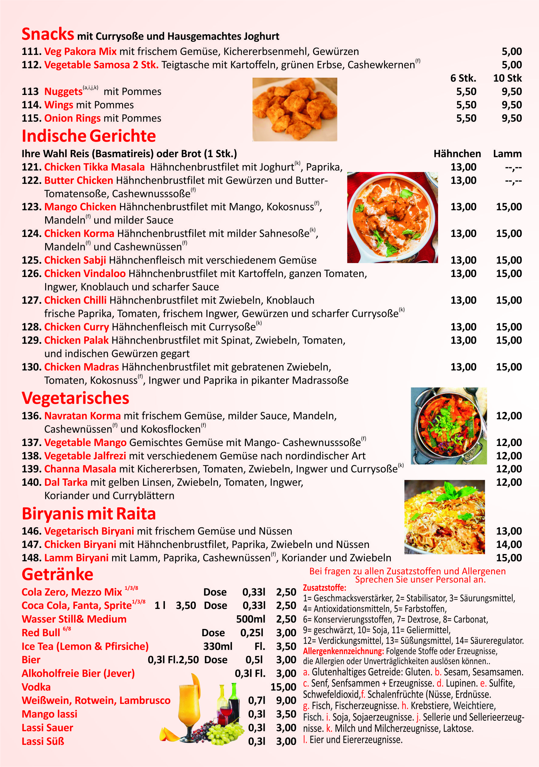 hotel menu